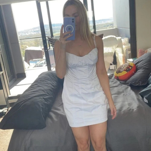 Zara Poplin Corset Style Mini Dress White  Blogger Fav Size Large - Picture 6 of 15